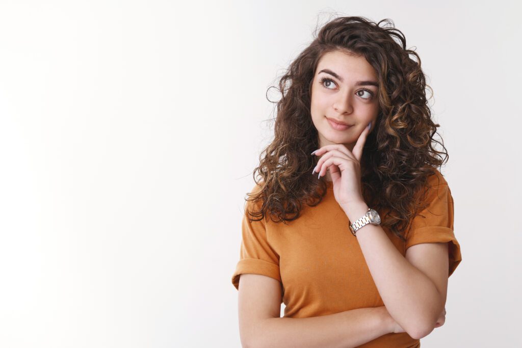 Girl deciding if something is organic