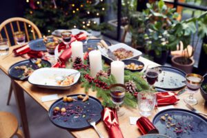 Table full of Christmas leftovers